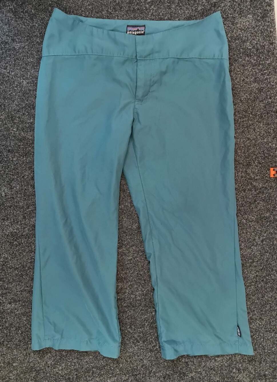Patagonia Womens Crop Pants Capri Teal Blue Green Hiking Trail Water Lightweight